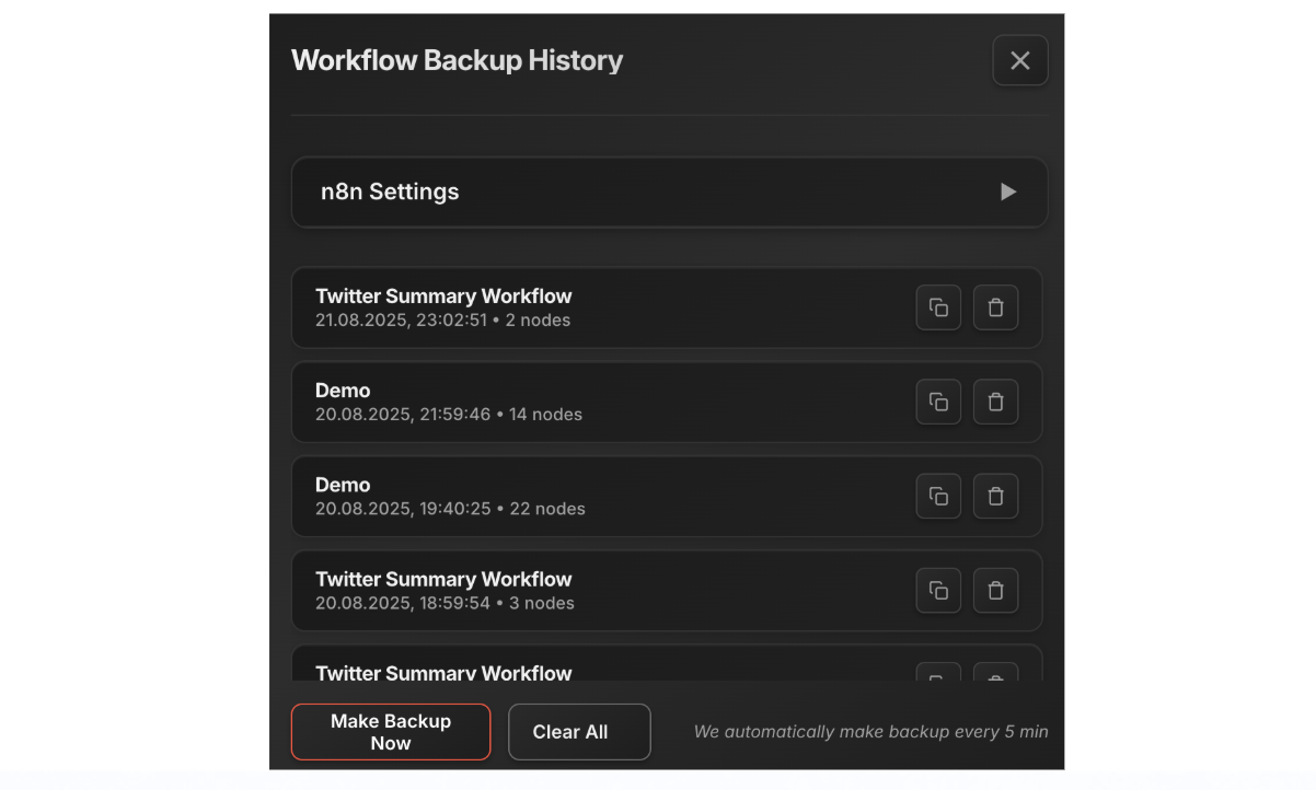 Formation of Backups